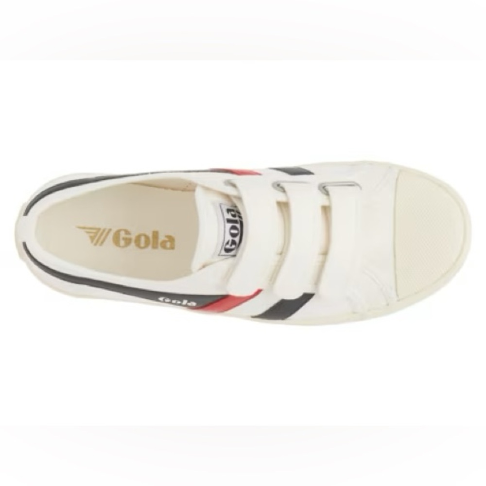 NEW Gola | Navy & Red Striped White Velcro Neutral Canvas Sneakers - Picture 4 of 4